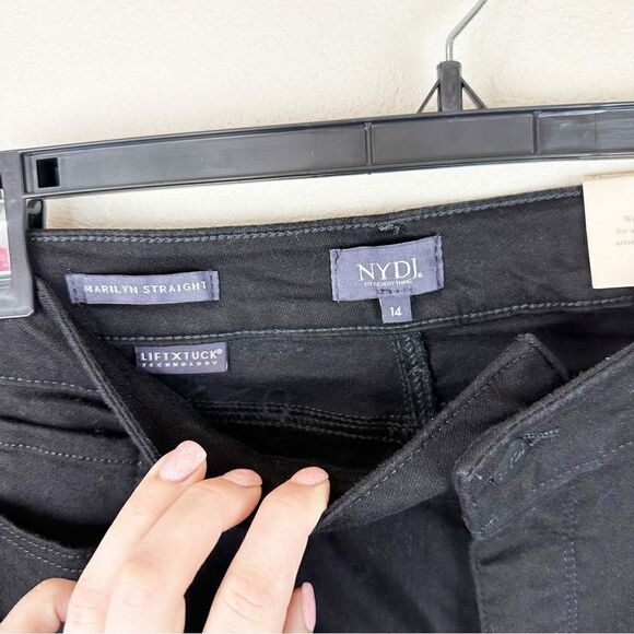 NYDJ Black Marilyn Straight Leg Jeans Denim Size 14 Stretch - Picture 5 of 7